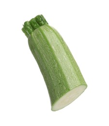 Photo of One piece of fresh zucchini isolated on white