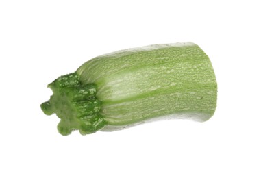 Photo of One piece of fresh zucchini isolated on white