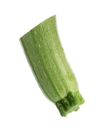 Photo of One piece of fresh zucchini isolated on white