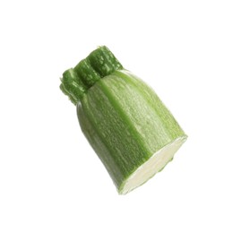 Photo of One piece of fresh zucchini isolated on white
