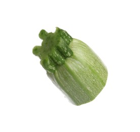 Photo of One piece of fresh zucchini isolated on white