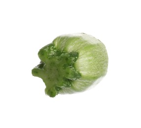 Photo of One piece of fresh zucchini isolated on white