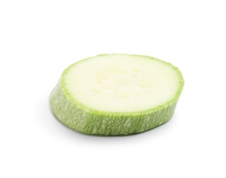 Photo of One slice of fresh zucchini isolated on white