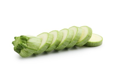 Photo of Slices of fresh zucchini isolated on white