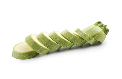 Photo of Slices of fresh zucchini isolated on white