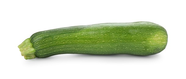 Photo of One fresh ripe zucchini isolated on white