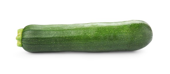 Photo of One fresh ripe zucchini isolated on white