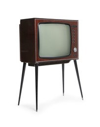 Photo of One retro TV isolated on white. Used stuff