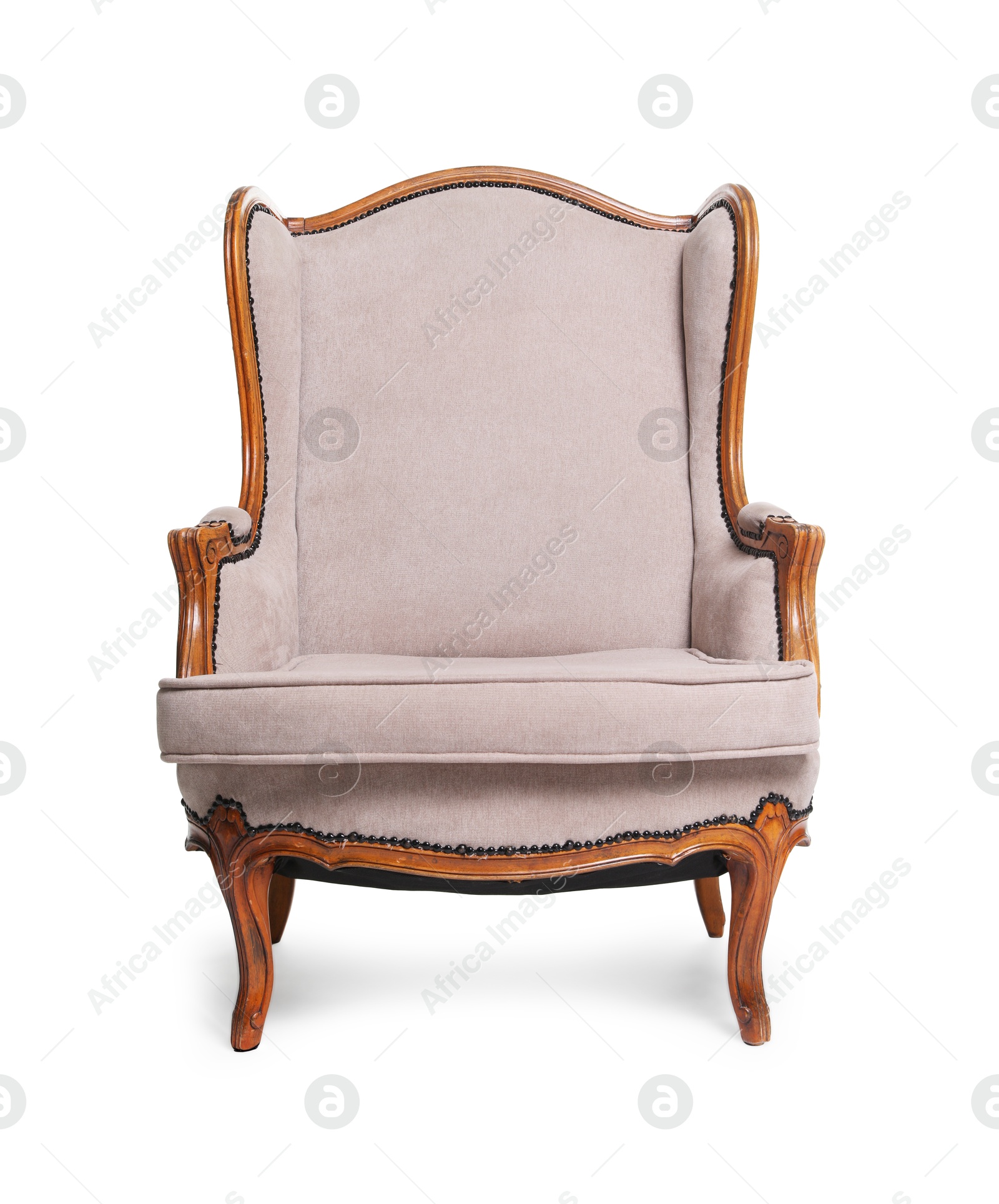One stylish armchair isolated on white. Used stuff Photo of One stylish armchair isolated on white. Used stuff