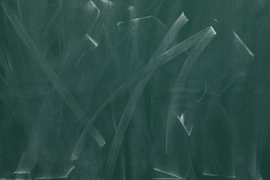 Photo of Dirty green chalkboard as background. School equipment
