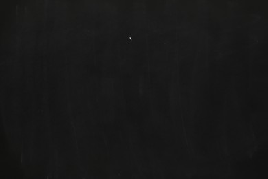 Photo of Chalk rubbed out on black chalkboard as background, closeup. Space for text
