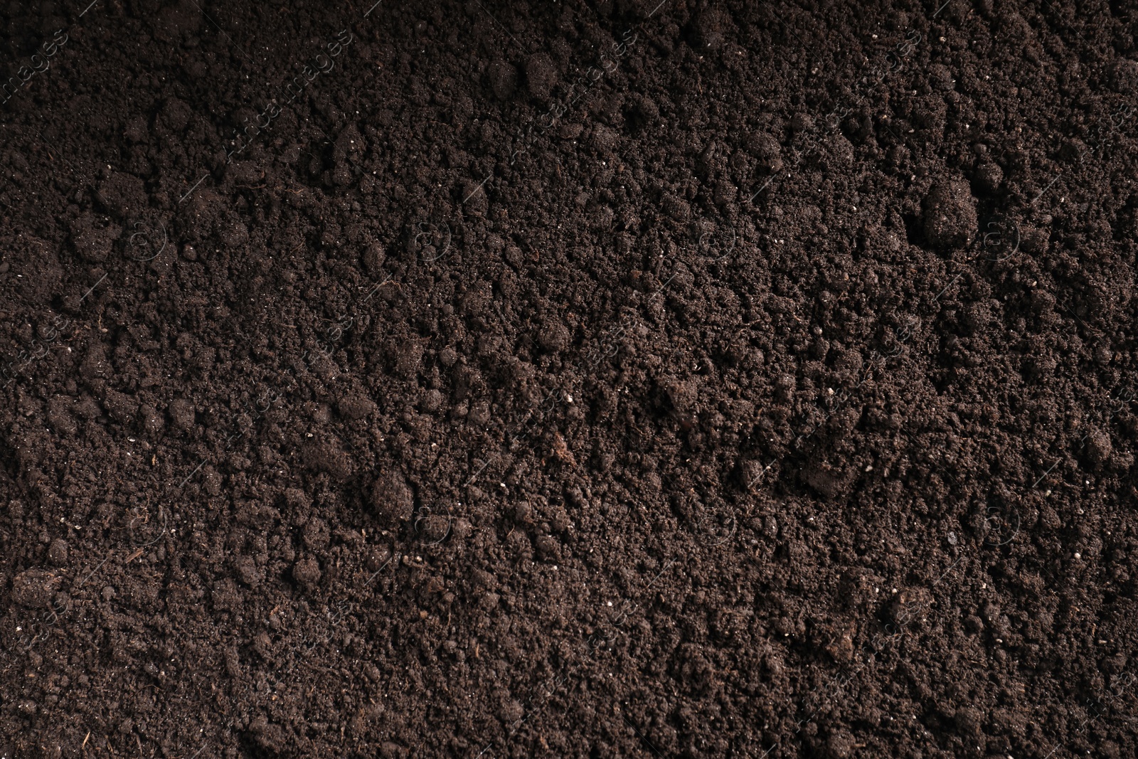 Photo of Fresh soil as background, top view. Organic matter