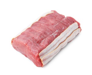 Photo of Piece of raw beef meat isolated on white