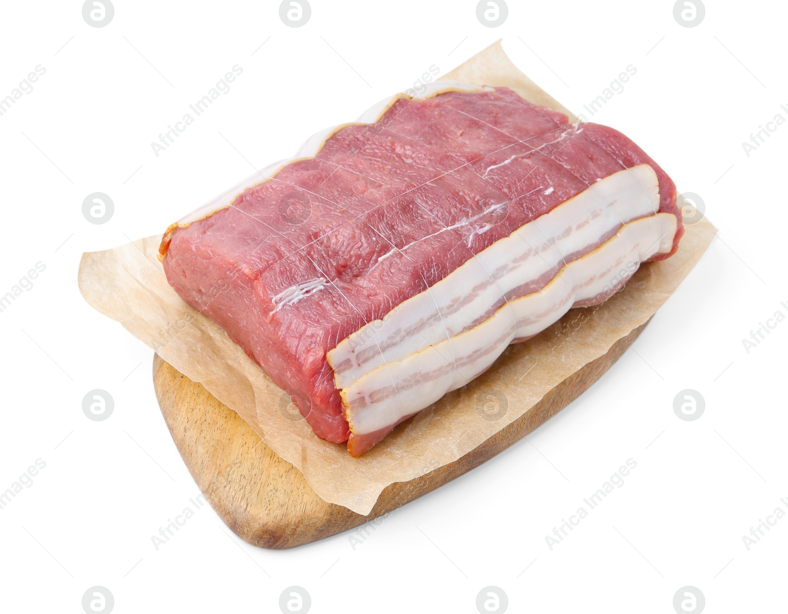 Piece of raw beef meat isolated on white Photo of Piece of raw beef meat isolated on white