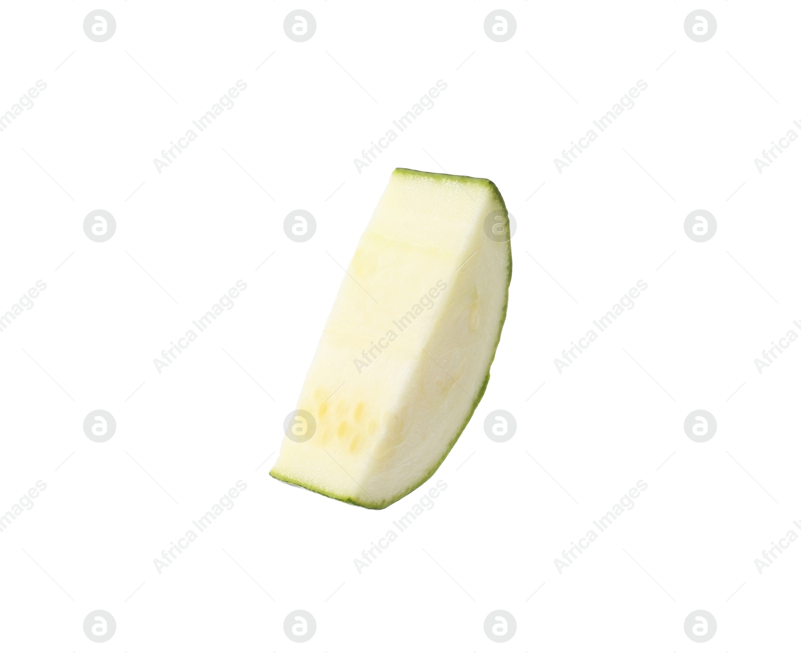 Piece of fresh zucchini isolated on white Photo of Piece of fresh zucchini isolated on white