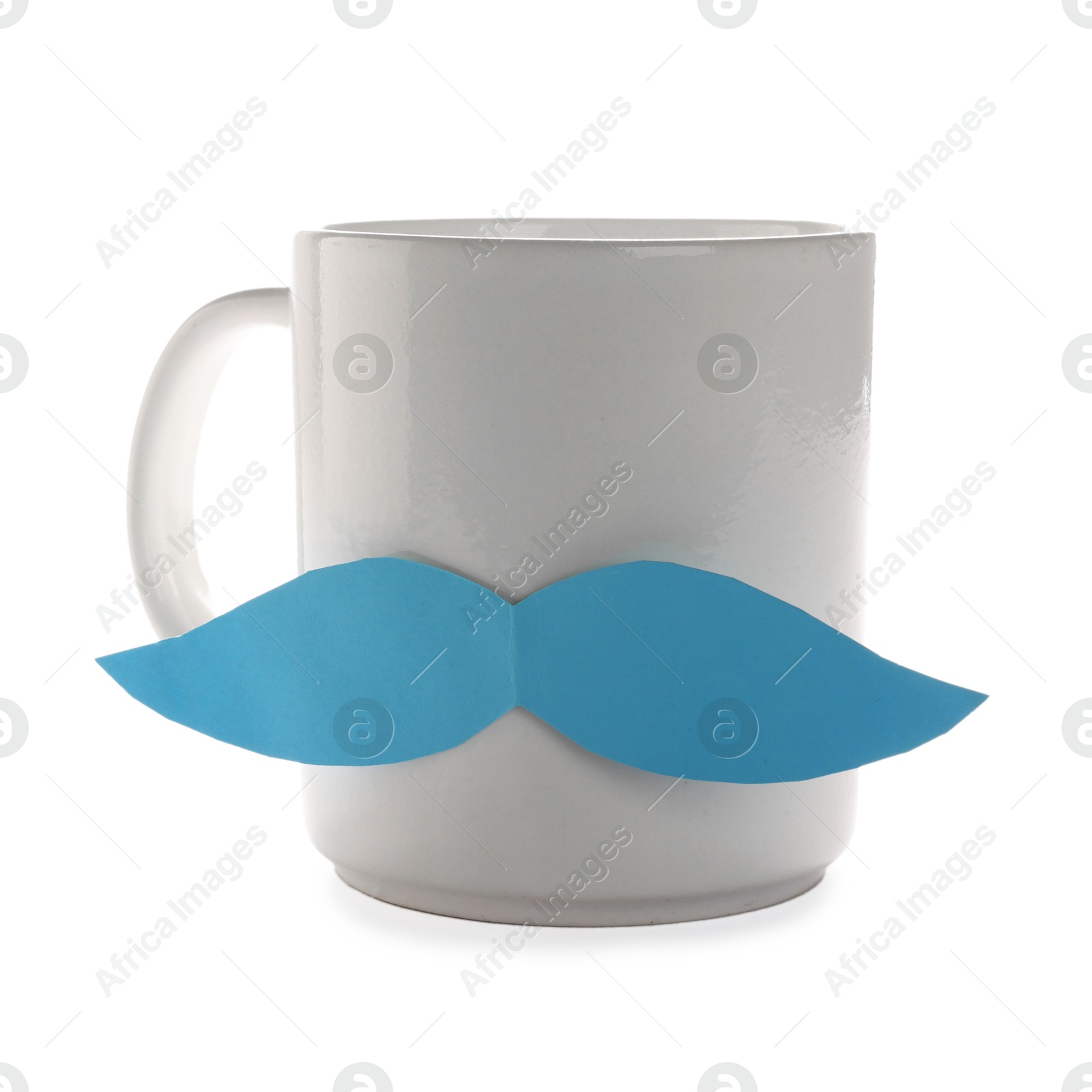 Happy Father's Day. Cup with mustache isolated on white Photo of Happy Father's Day. Cup with mustache isolated on white