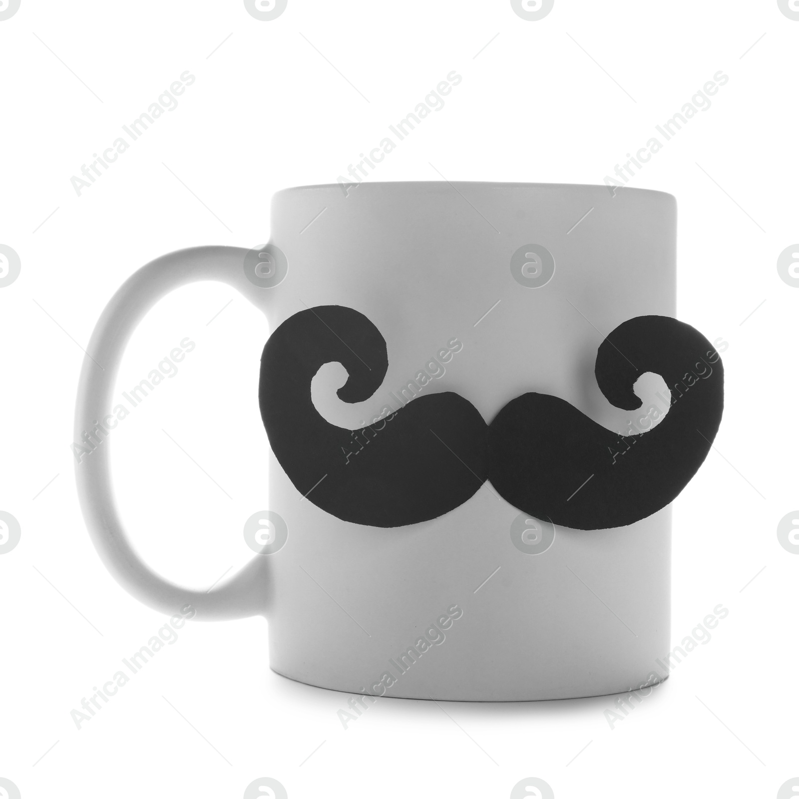 Happy Father's Day. Cup with mustache isolated on white Photo of Happy Father's Day. Cup with mustache isolated on white