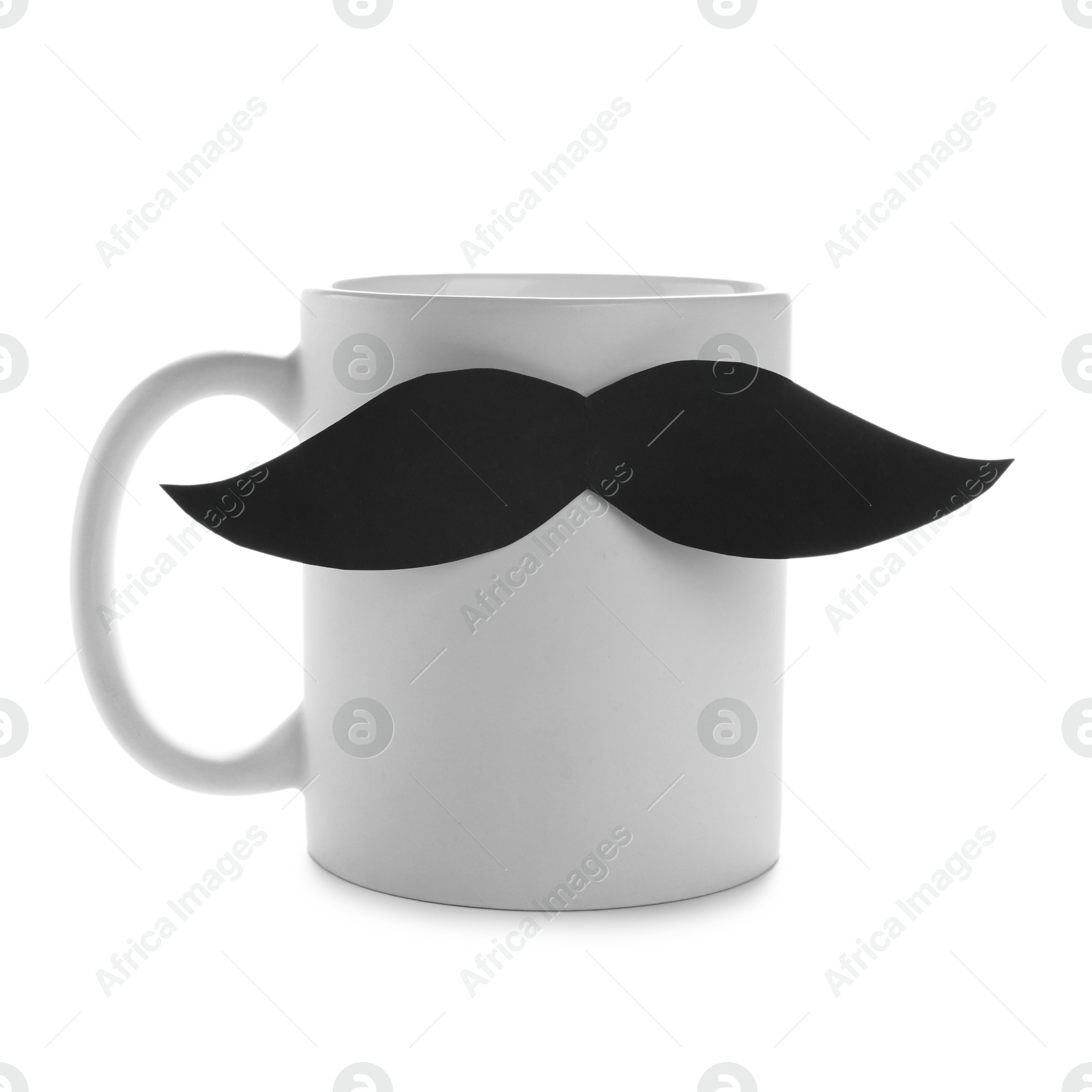 Happy Father's Day. Cup with mustache isolated on white Photo of Happy Father's Day. Cup with mustache isolated on white