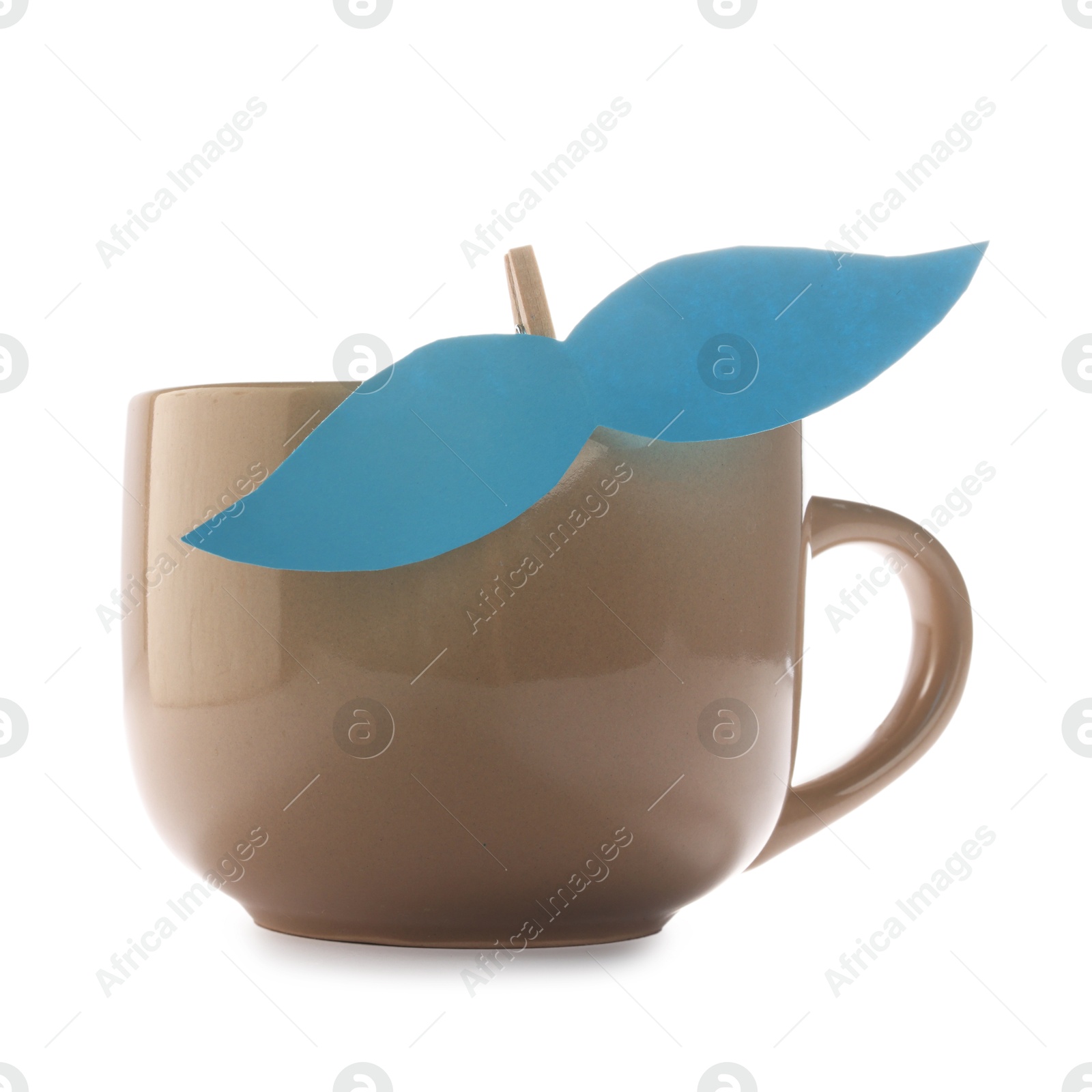 Happy Father's Day. Cup with mustache isolated on white Photo of Happy Father's Day. Cup with mustache isolated on white
