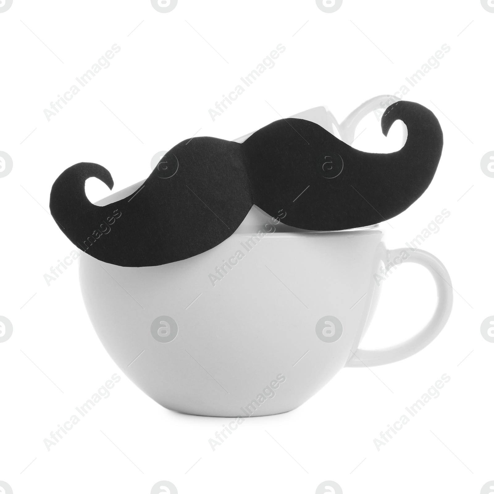 Happy Father's Day. Cup with mustache isolated on white Photo of Happy Father's Day. Cup with mustache isolated on white
