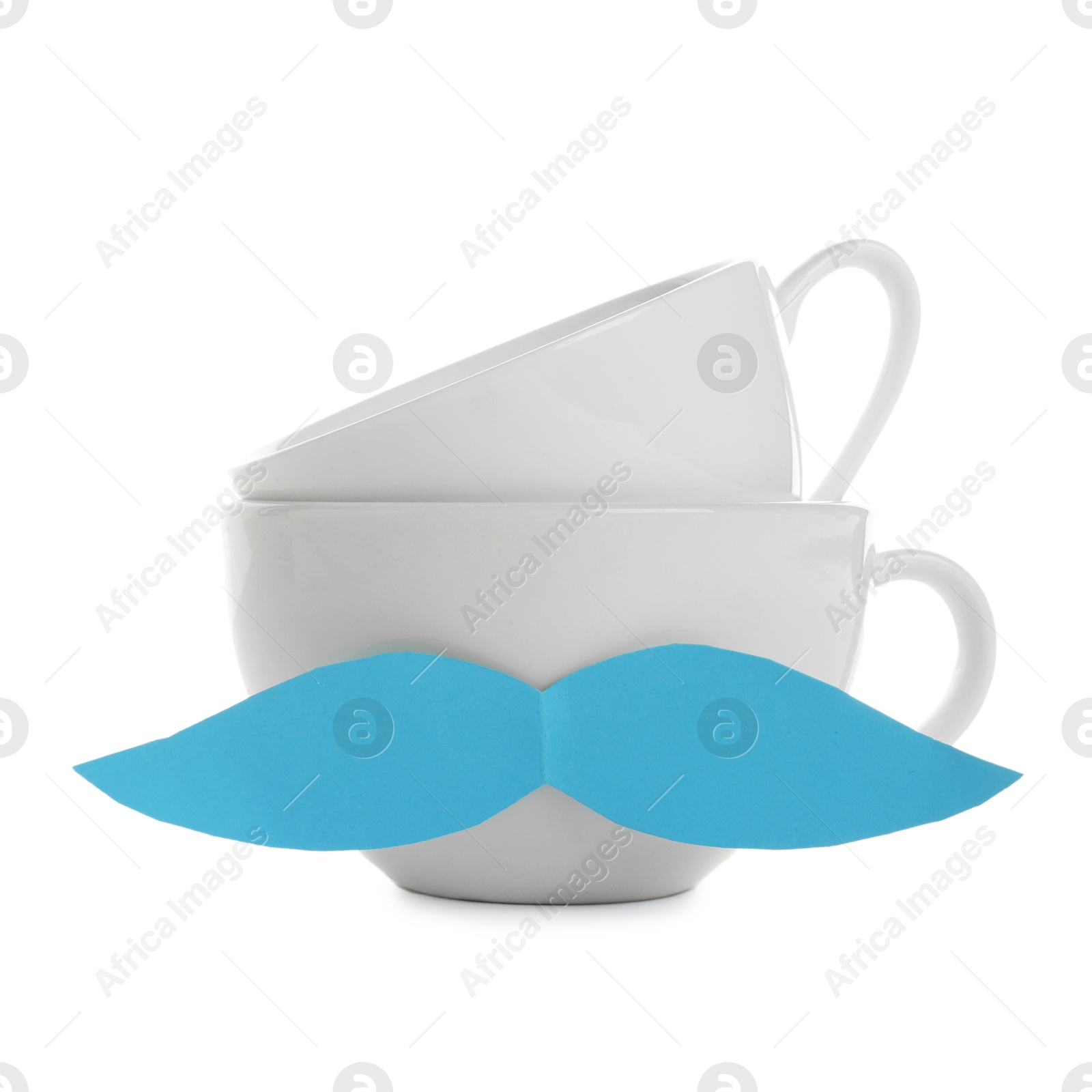 Happy Father's Day. Cups with mustache isolated on white Photo of Happy Father's Day. Cups with mustache isolated on white