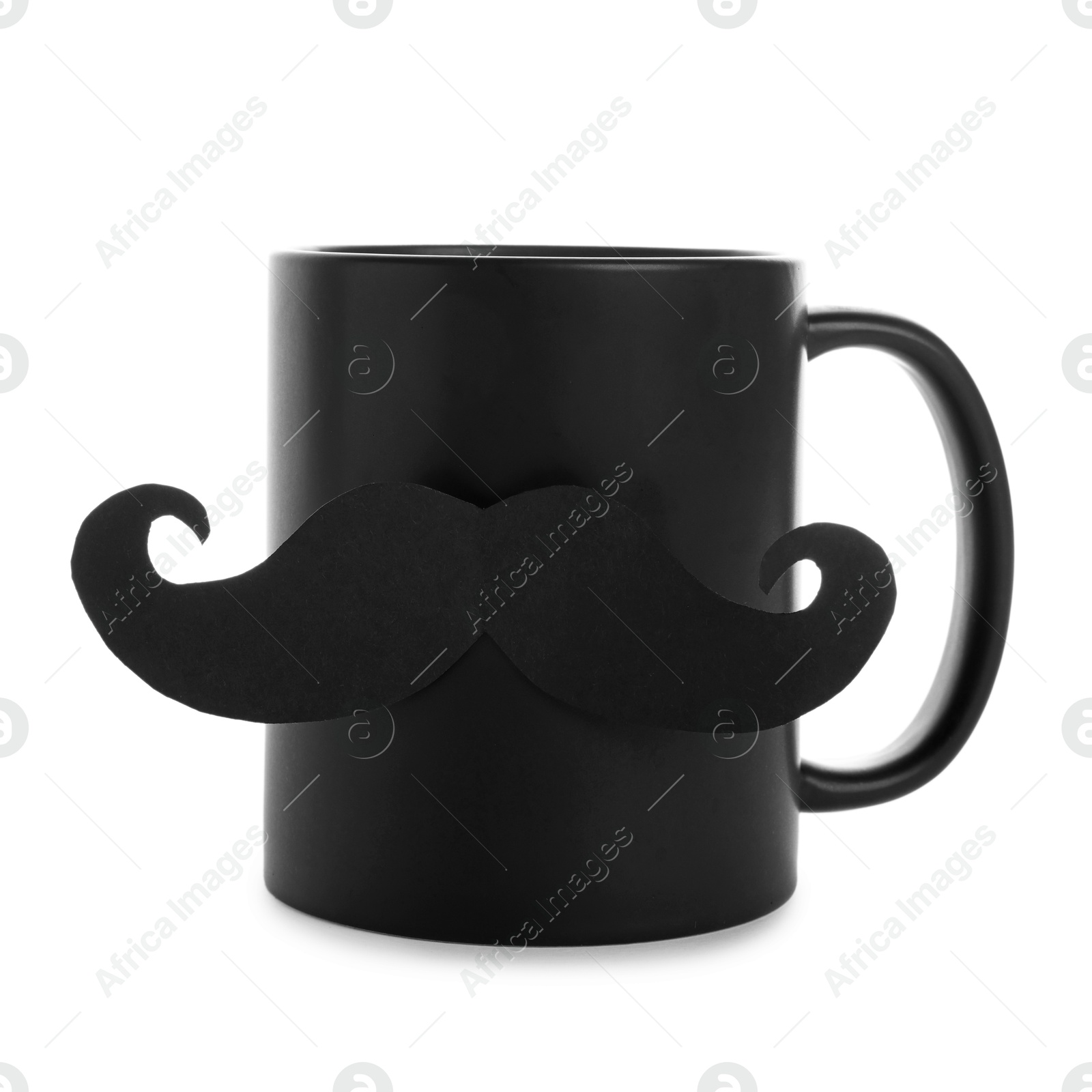 Happy Father's Day. Cup with mustache isolated on white Photo of Happy Father's Day. Cup with mustache isolated on white