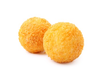 Photo of Delicious fried croquette balls isolated on white