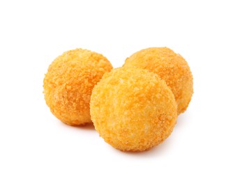 Photo of Delicious fried croquette balls isolated on white