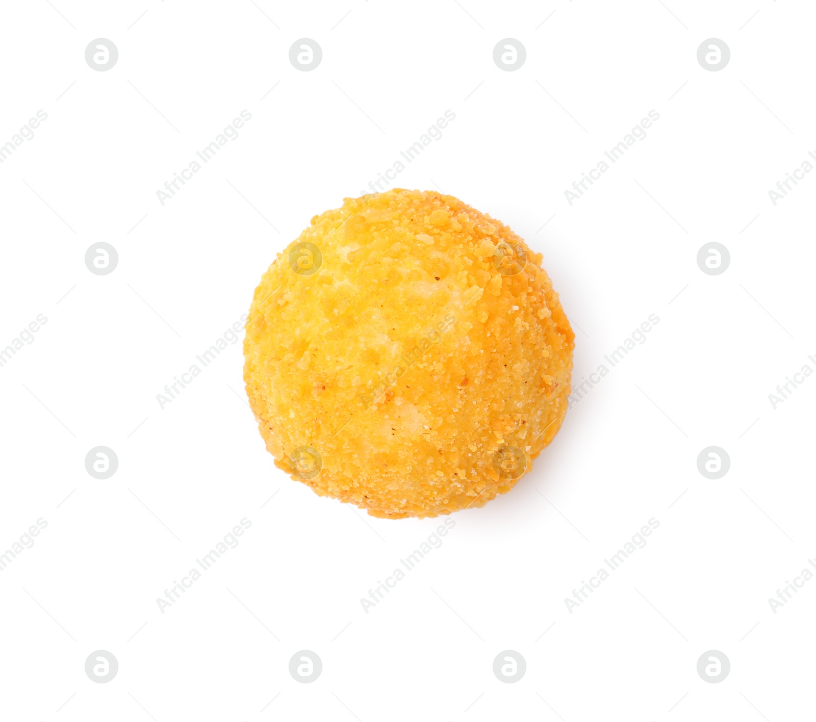 Delicious fried croquette ball isolated on white, top view Photo of Delicious fried croquette ball isolated on white, top view