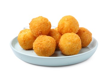 Photo of Delicious fried croquette balls isolated on white