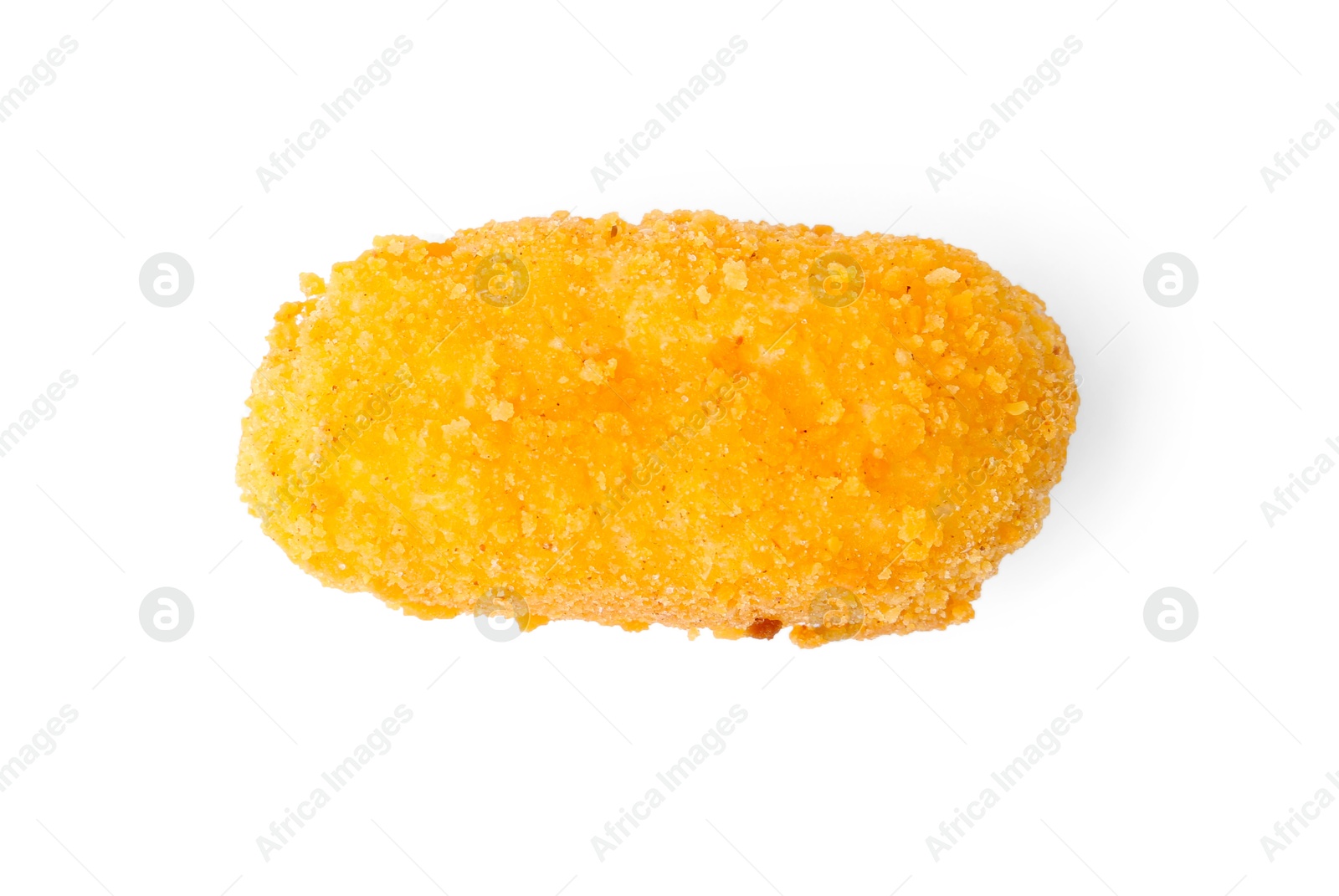 Photo of Delicious fried croquette isolated on white, top view