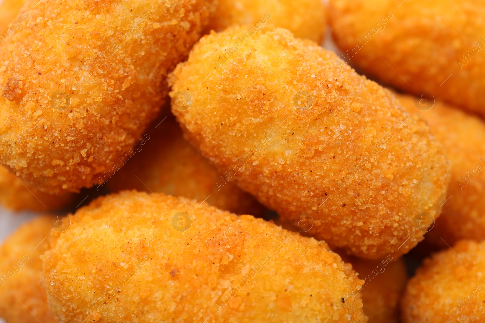 Delicious fried croquettes as background, top view Photo of Delicious fried croquettes as background, top view
