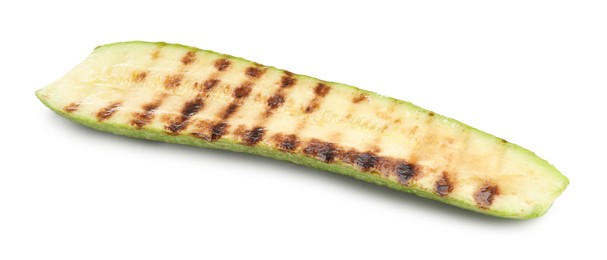 Photo of Delicious grilled courgette slice isolated on white