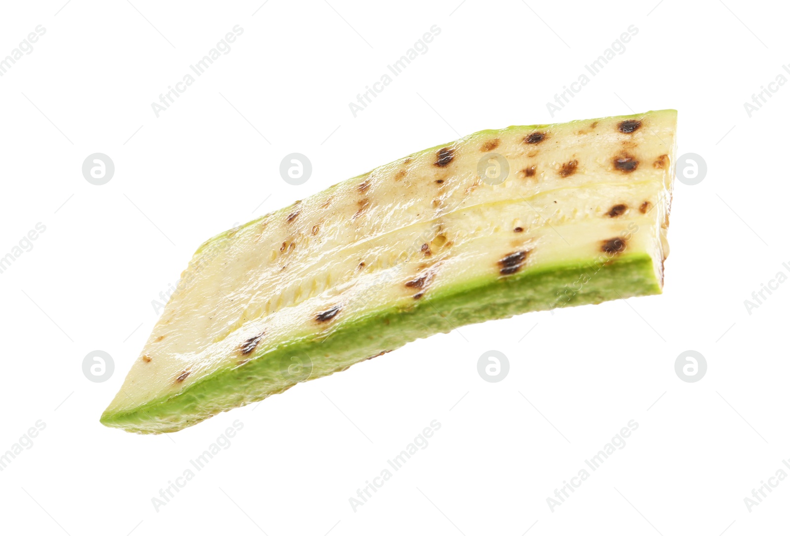 Photo of Delicious grilled courgette slice isolated on white