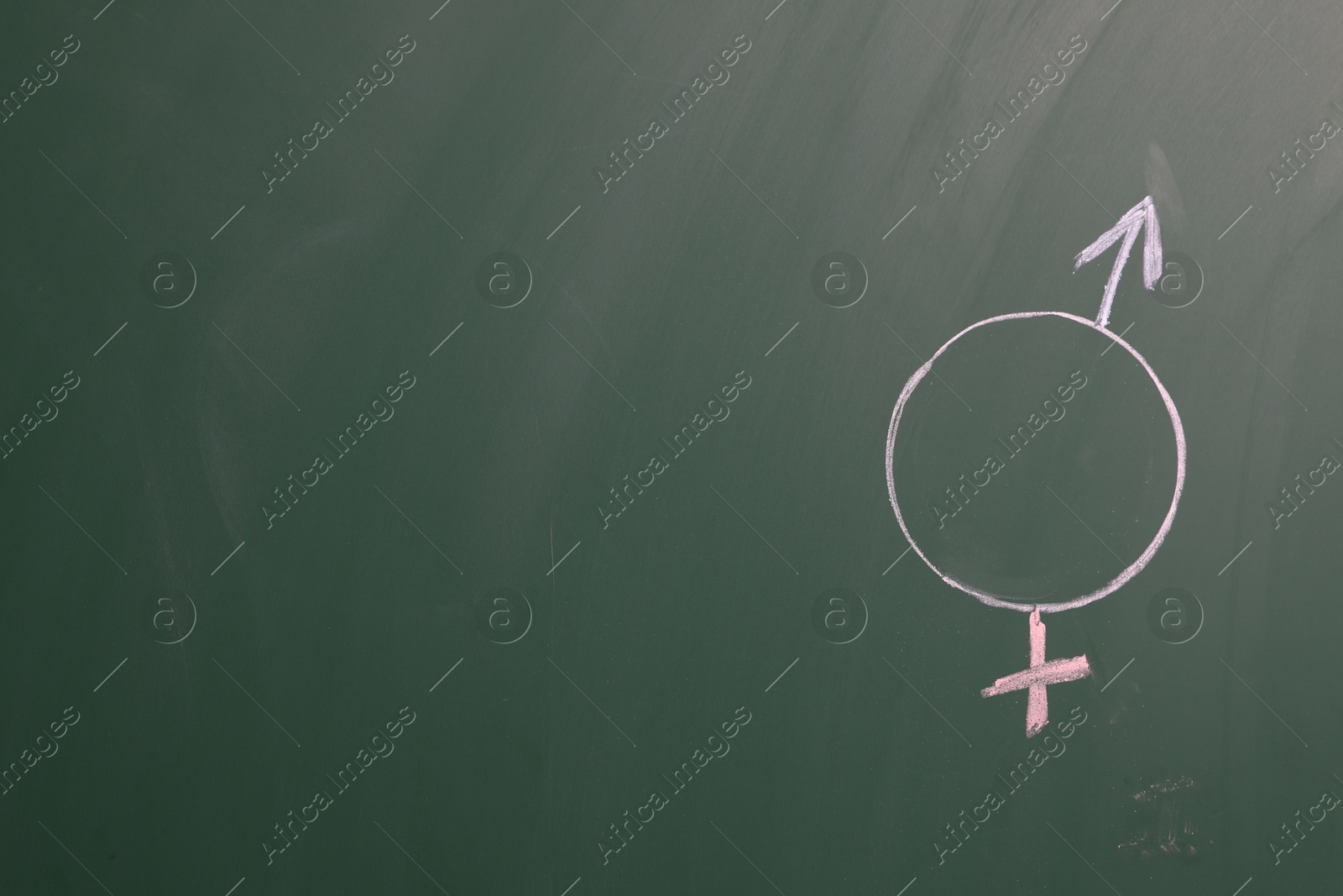 Sex education. Gender symbols drawn on green chalkboard, space for text Photo of Sex education. Gender symbols drawn on green chalkboard, space for text