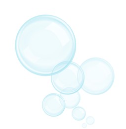 Illustration of Soap bubbles in air isolated against white background