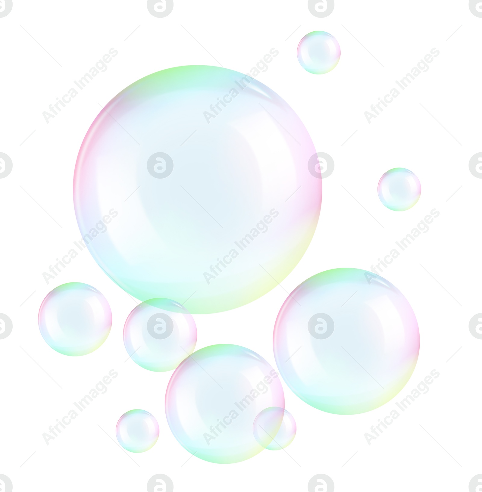 Soap bubbles in air isolated against white background Illustration of Soap bubbles in air isolated against white background