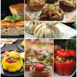 Image of Collage with variety of tasty stuffed dishes