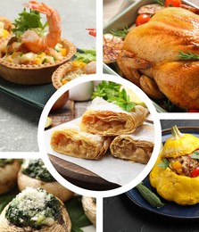 Image of Collage with variety of tasty stuffed dishes