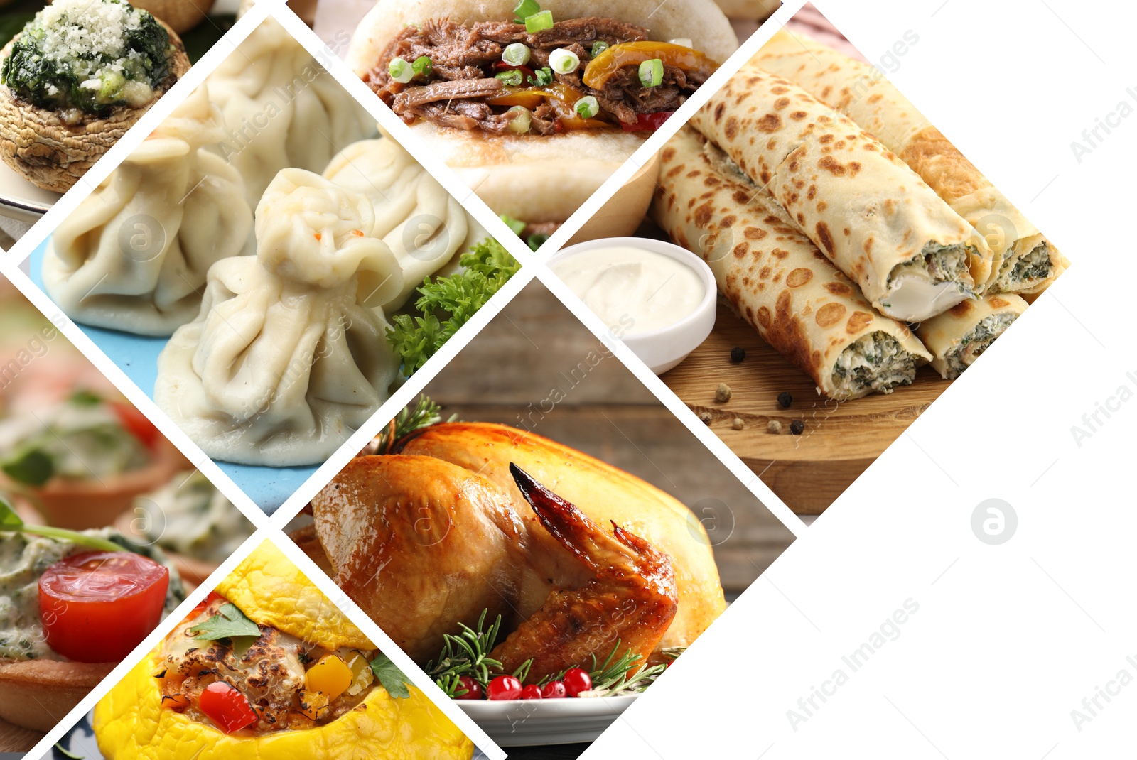 Image of Collage with variety of tasty stuffed dishes