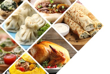 Image of Collage with variety of tasty stuffed dishes