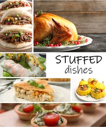 Image of Collage with variety of tasty stuffed dishes