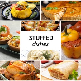 Image of Collage with variety of tasty stuffed dishes