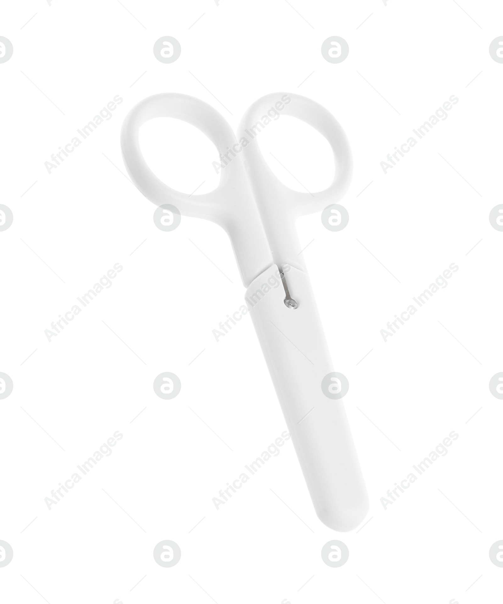 Photo of One pair of scissors isolated on white