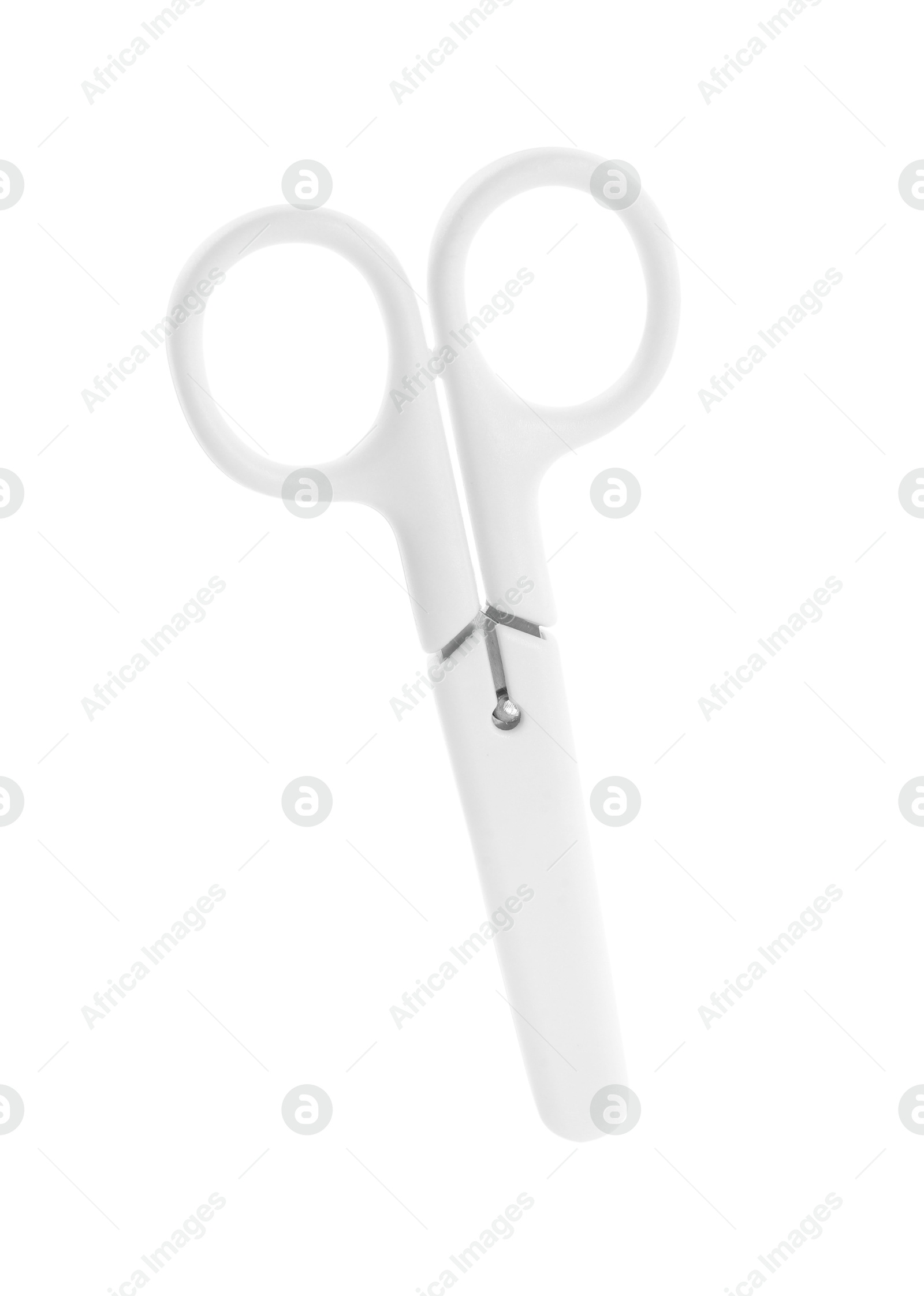 One pair of scissors isolated on white Photo of One pair of scissors isolated on white