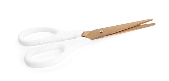 Photo of One pair of scissors isolated on white