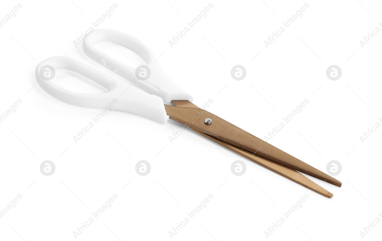 Photo of One pair of scissors isolated on white