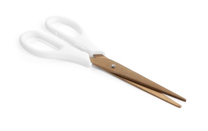 Photo of One pair of scissors isolated on white