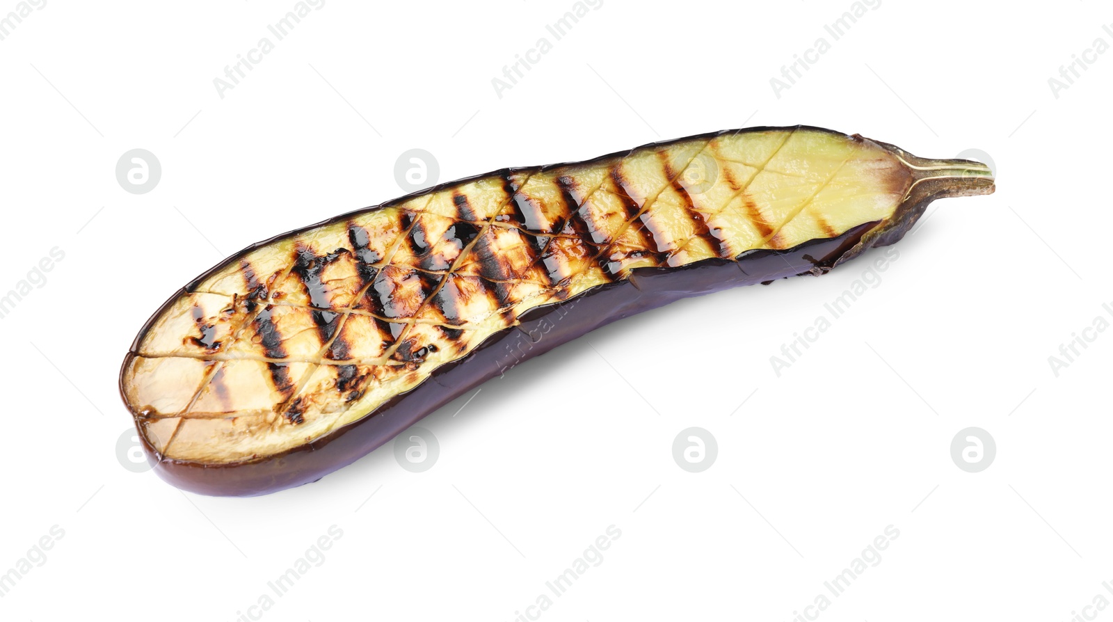 Slice of grilled eggplant isolated on white Photo of Slice of grilled eggplant isolated on white