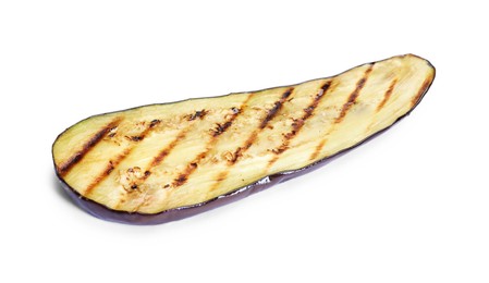 Photo of Slice of grilled eggplant isolated on white